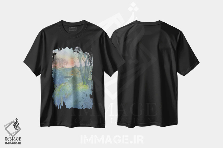 تیشرت مشکی طرح دار صبح زود در باغ سنت مارگارت، هنر فاخر معاصر اثر ایان بک | فروشگاه ایماژ