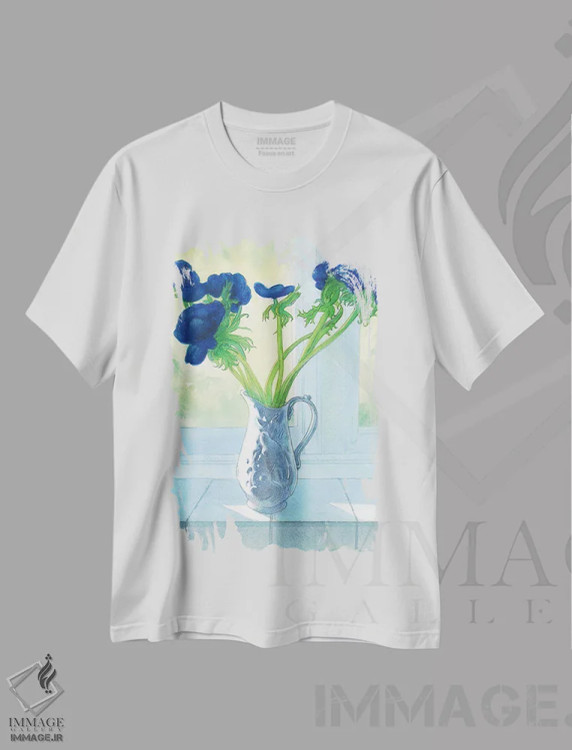 تیشرت سفید طرح دار رونوشت گل ها، هنر فاخر معاصر اثر ایان بک | immage.ir