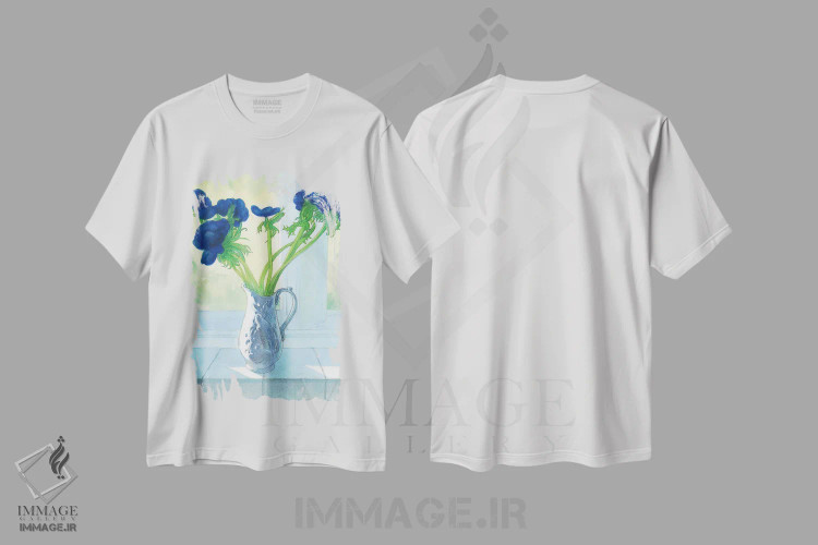 تیشرت سفید طرح دار رونوشت گل ها، هنر فاخر معاصر اثر ایان بک | immage.ir