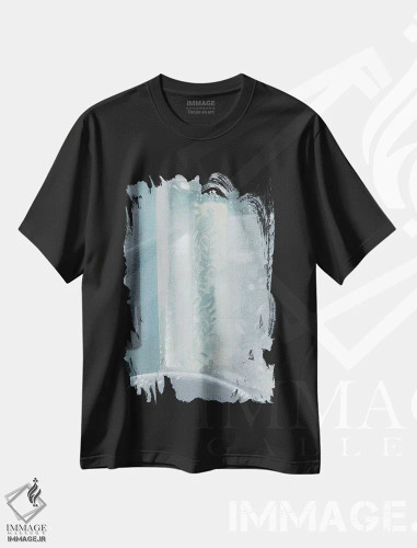 تیشرت مشکی طرح دار پرده آشپزخانه صبح بهاری، هنر فاخر معاصر اثر ایان بک | فروشگاه ایماژ