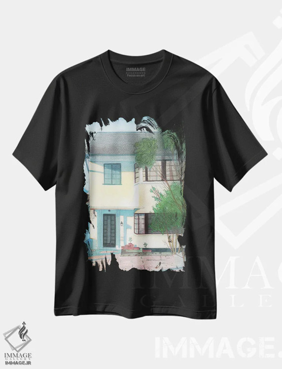 تیشرت مشکی طرح دار خانه مدرن شرق توئیکنهام دو، هنر فاخر معاصر اثر ایان بک | فروشگاه ایماژ
