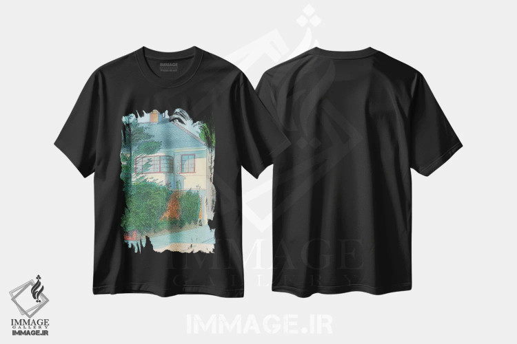 تیشرت مشکی طرح دار خانه مدرن در شرق توئیکنهام، هنر فاخر معاصر اثر ایان بک | immage.ir