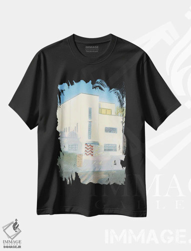 تیشرت مشکی طرح دار خانه به سبک مدرن، آوریل ۲۰۲۳، هنر فاخر معاصر اثر ایان بک | فروشگاه ایماژ