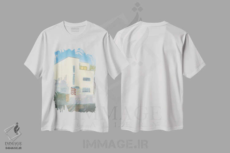 تیشرت سفید طرح دار خانه به سبک مدرن، آوریل ۲۰۲۳، هنر فاخر معاصر اثر ایان بک | immage.ir
