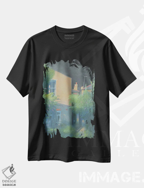 تیشرت مشکی طرح دار باغ صبحگاهی سنت مارگارت، هنر فاخر معاصر اثر ایان بک | immage.ir