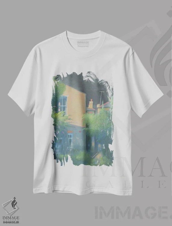 تیشرت سفید طرح دار باغ صبحگاهی سنت مارگارت، هنر فاخر معاصر اثر ایان بک | فروشگاه ایماژ