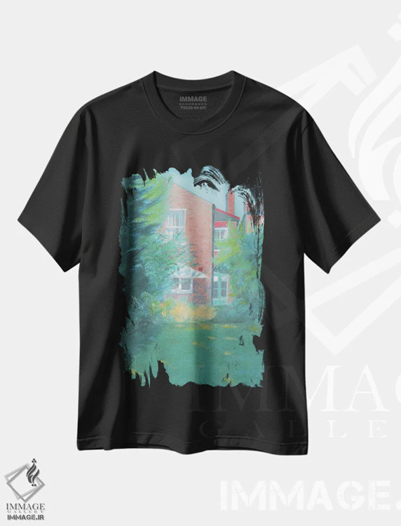 تیشرت مشکی طرح دار اعتدال پاییزی دو، هنر فاخر معاصر اثر ایان بک | فروشگاه ایماژ