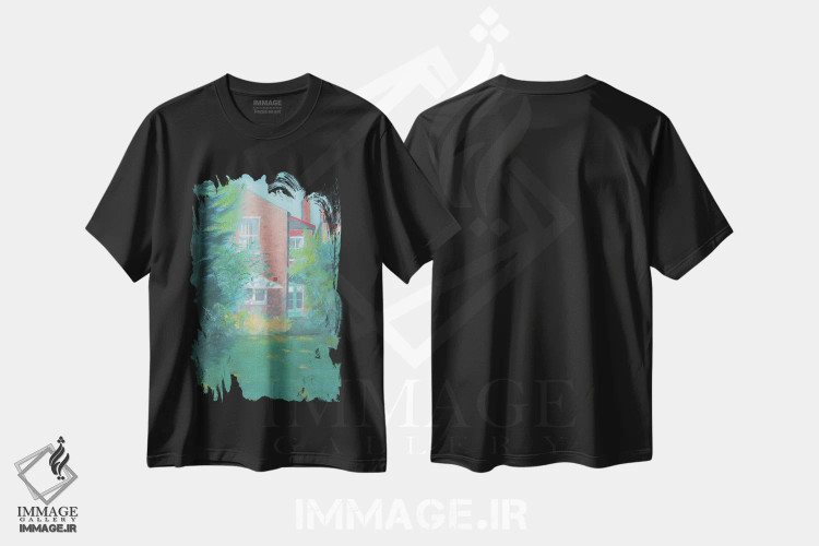 تیشرت مشکی طرح دار اعتدال پاییزی دو، هنر فاخر معاصر اثر ایان بک | فروشگاه ایماژ