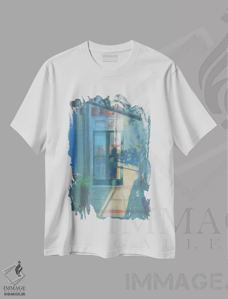 تیشرت سفید طرح دار نور و سایه در سنت مارگارت ۲۰۲۱، هنر فاخر معاصر اثر ایان بک | فروشگاه ایماژ