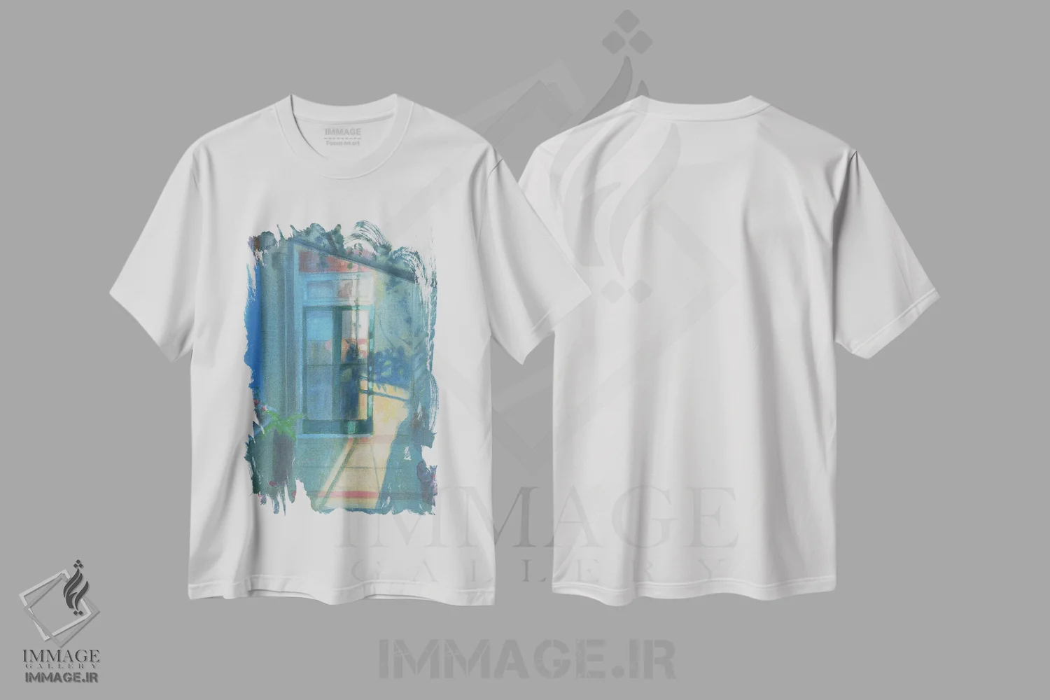 تیشرت سفید طرح دار نور و سایه در سنت مارگارت ۲۰۲۱، هنر فاخر معاصر اثر ایان بک | فروشگاه ایماژ