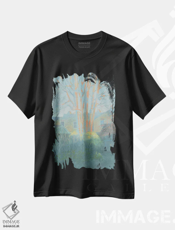 تیشرت مشکی طرح دار عصر زمستانی در باغ سنت مارگارت، هنر فاخر معاصر اثر ایان بک | فروشگاه ایماژ