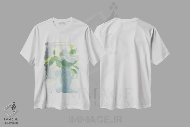 تیشرت سفید طرح دار یاس سفید مقابل نور ۲۰۲۳، هنر فاخر معاصر اثر ایان بک | immage.ir