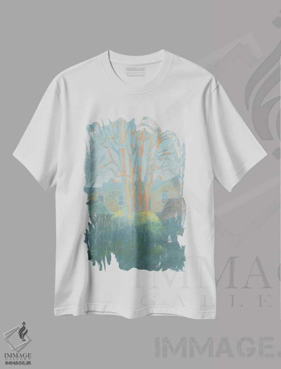 تیشرت سفید طرح دار عصر زمستانی در باغ سنت مارگارت، هنر فاخر معاصر اثر ایان بک | immage.ir
