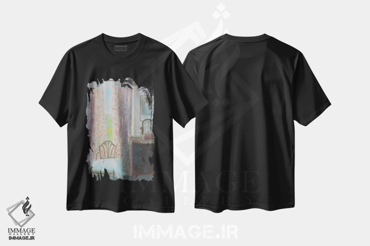 تیشرت مشکی طرح دار اتاق خواب در اوایل صبح، هنر فاخر معاصر اثر ایان بک | immage.ir
