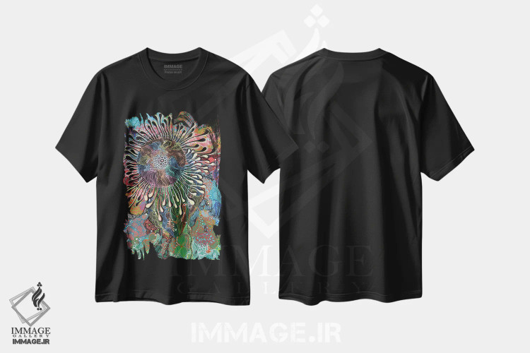 تیشرت مشکی طرح دار خورشید اثر نوئمی ایبارز | فروشگاه ایماژ