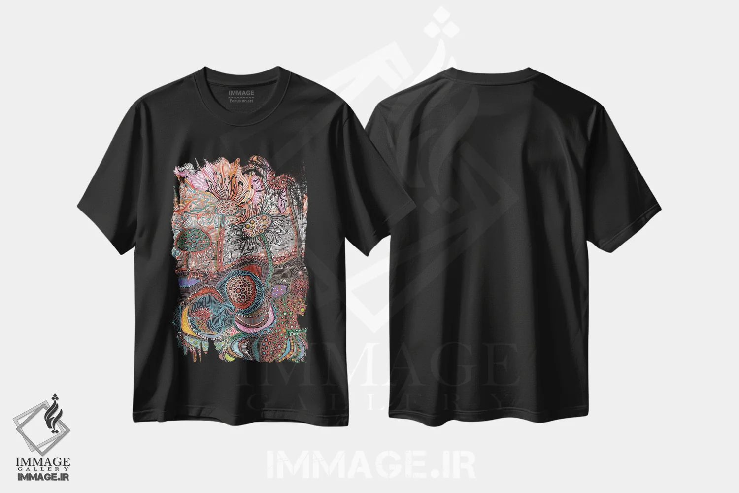تیشرت مشکی طرح دار زمین، آبستره اثر نوئمی ایبارز | immage.ir