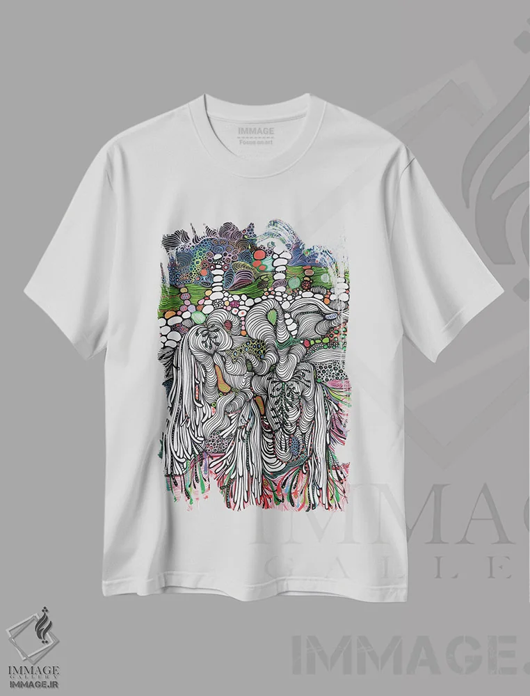 تیشرت سفید طرح دار طبیعت ۱ اثر نوئمی ایبارز | فروشگاه ایماژ