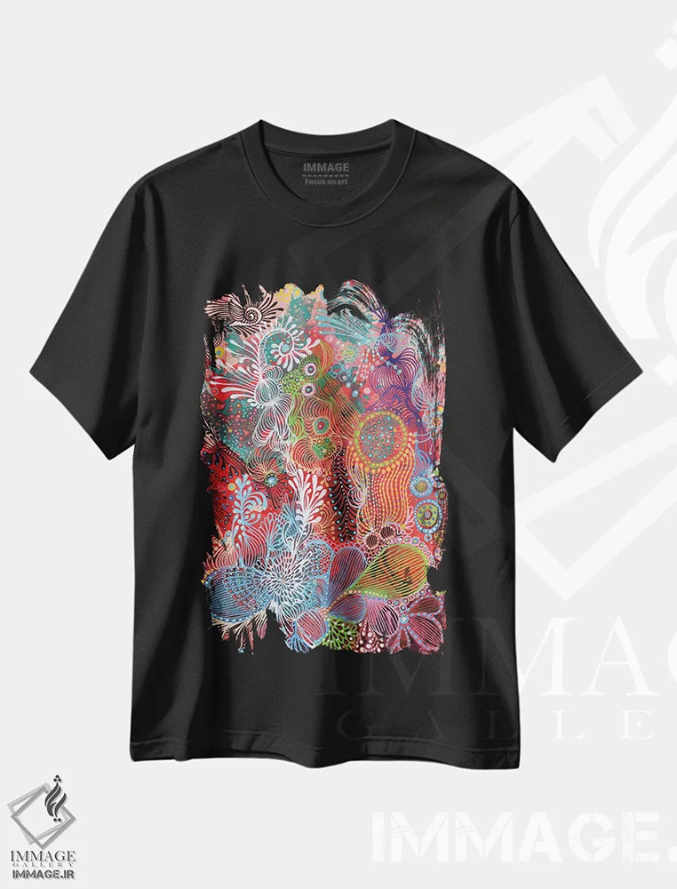 تیشرت مشکی طرح دار طبیعت ۲ اثر نوئمی ایبارز | فروشگاه ایماژ
