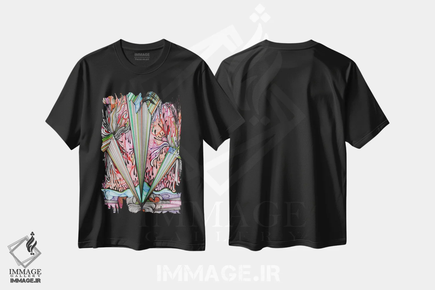 تیشرت مشکی طرح دار نور اثر نوئمی ایبارز | immage.ir