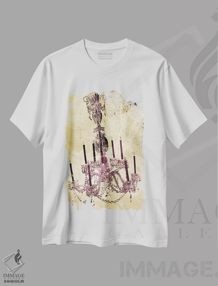 تیشرت سفید طرح دار لوستر تاریک، تزئینی اثر فایو بای فایو کالکتیو | immage.ir