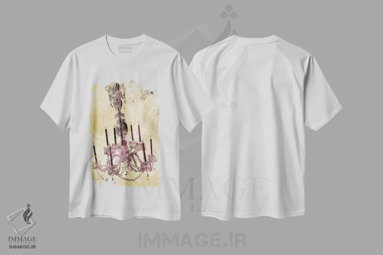 تیشرت سفید طرح دار لوستر تاریک، تزئینی اثر فایو بای فایو کالکتیو | immage.ir