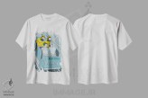 تیشرت سفید طرح دار ترن هوایی پس از پس لرزه، هنر دیجیتال اثر فایو بای فایو کالکتیو | immage.ir