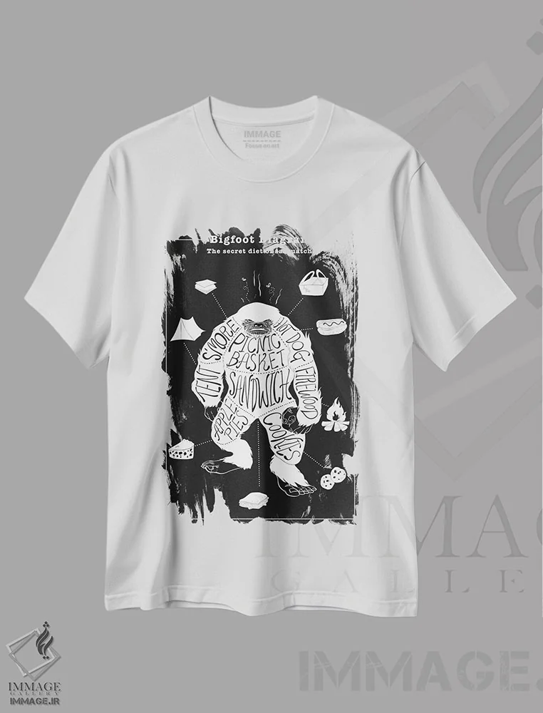تیشرت سفید طرح دار طرح آناتومی پاگنده ۲، هنر دیجیتال سیاه و سفید اثر فایو بای فایو کالکتیو | immage.ir
