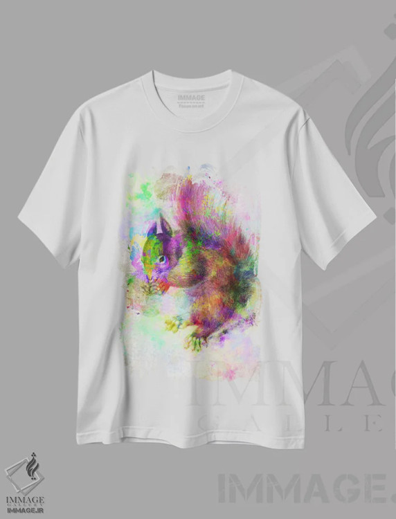 تیشرت سفید طرح دار سنجاب با آبرنگ، هنر دیجیتال اثر فایو بای فایو کالکتیو | immage.ir
