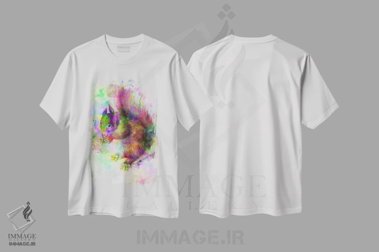 تیشرت سفید طرح دار سنجاب با آبرنگ، هنر دیجیتال اثر فایو بای فایو کالکتیو | immage.ir