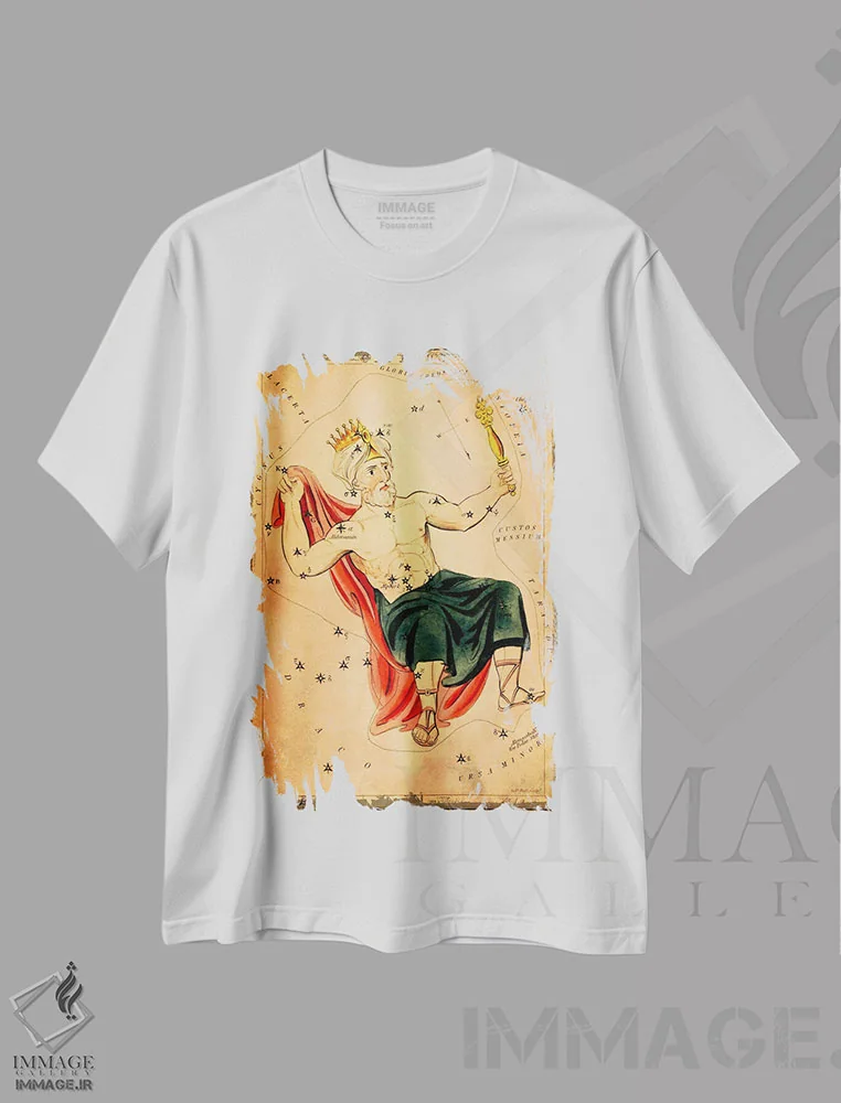 تیشرت سفید طرح دار قیفاووس اثر سیدنی هال | immage.ir