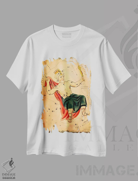 تیشرت سفید طرح دار قیفاووس اثر سیدنی هال | immage.ir