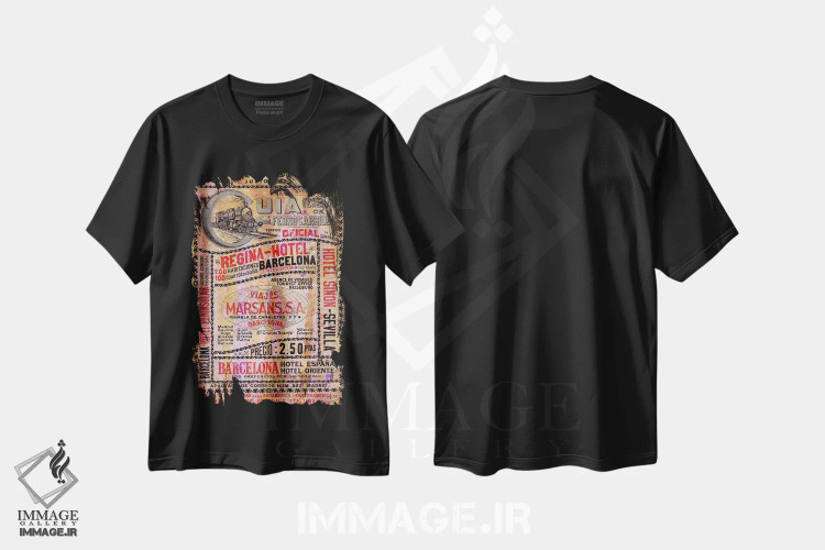 تیشرت مشکی طرح دار برداشتی مدرن از سبک کلاسیک، هنر دیجیتال اثر فایو بای فایو کالکتیو | immage.ir