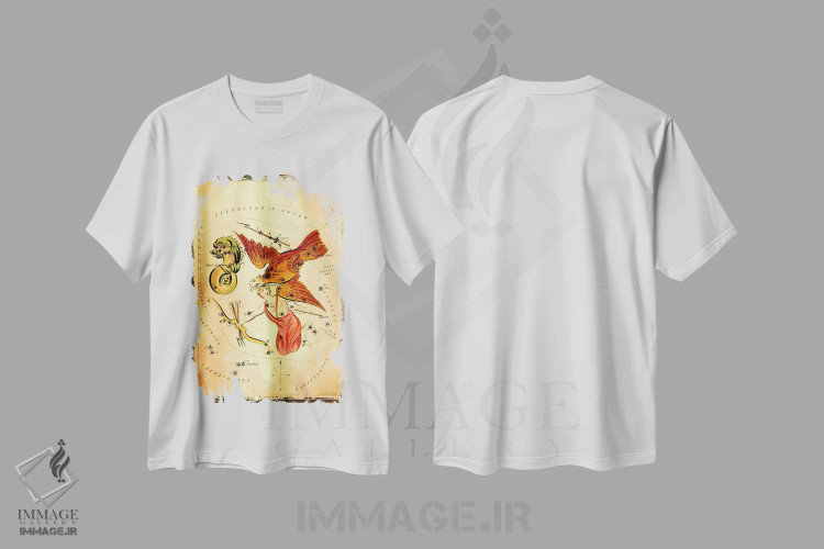 تیشرت سفید طرح دار Aquila, & Antinous,دلفین، تیر، عقاب و آنتینوس، تزئینی اثر سیدنی هال | immage.ir