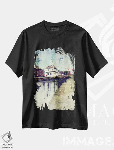 تیشرت مشکی طرح دار انعکاس ها، هنر دیجیتال اثر فایو بای فایو کالکتیو | فروشگاه ایماژ