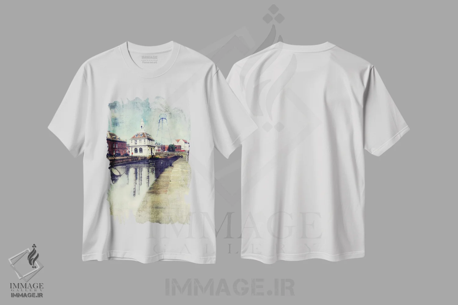 تیشرت سفید طرح دار انعکاس ها، هنر دیجیتال اثر فایو بای فایو کالکتیو | immage.ir