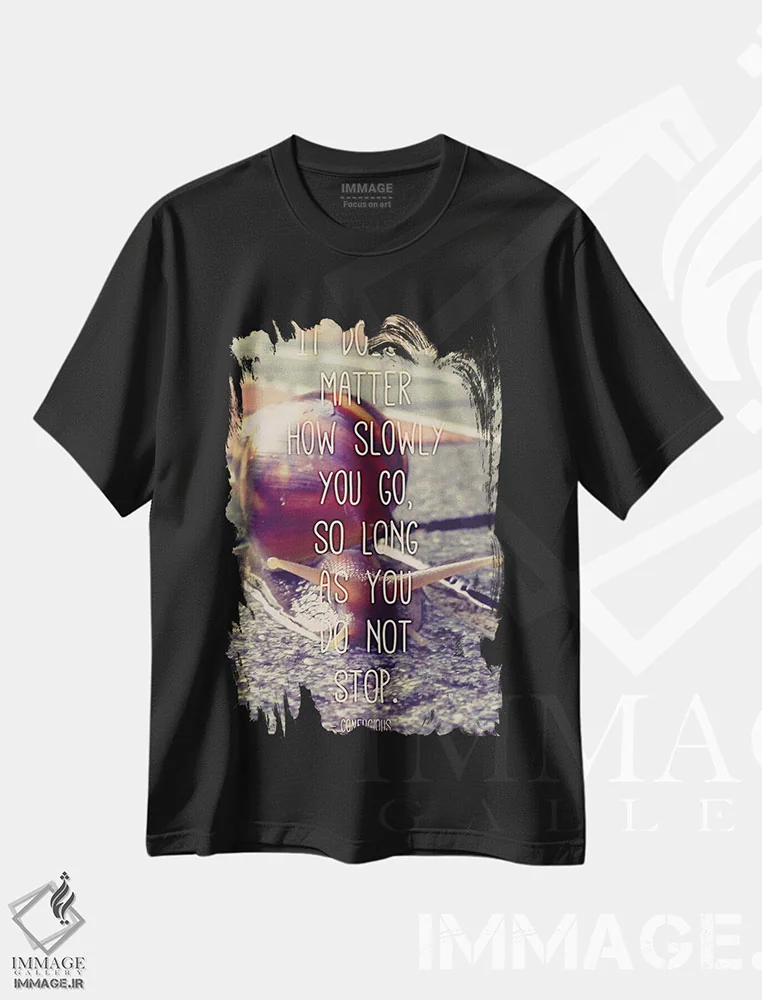 تیشرت مشکی طرح دار با سرعت حلزون، تزئینی اثر فایو بای فایو کالکتیو | فروشگاه ایماژ