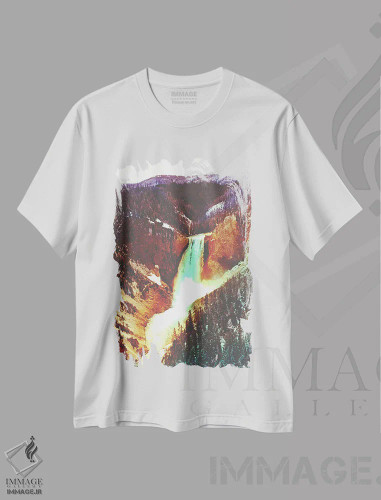 تیشرت سفید طرح دار یلوستون رنگی، هنر دیجیتال اثر فایو بای فایو کالکتیو | فروشگاه ایماژ
