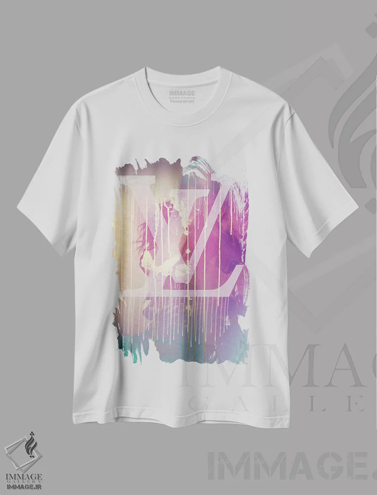تیشرت سفید طرح دار آغوش LV، هنر دیجیتال اثر فایو بای فایو کالکتیو | immage.ir