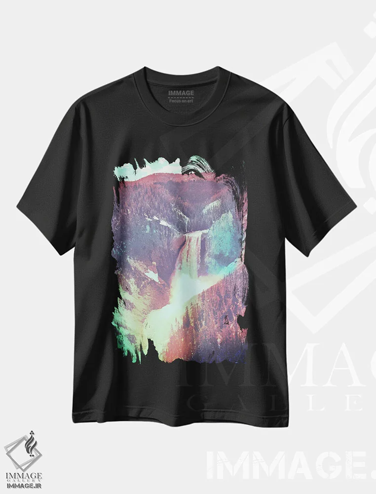 تیشرت مشکی طرح دار یلوستون رنگی ۲، مدیوم اثر فایو بای فایو کالکتیو | فروشگاه ایماژ