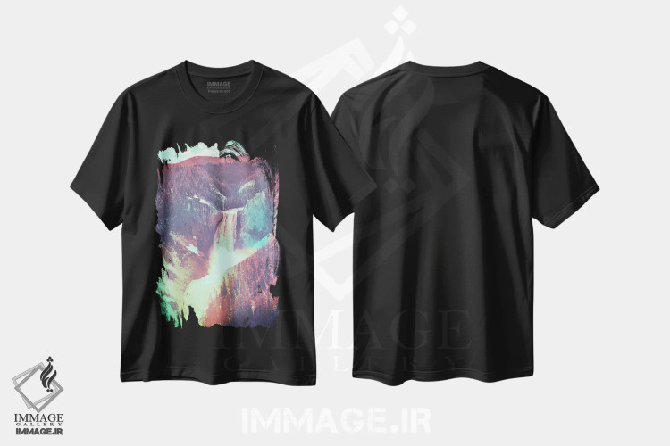 تیشرت مشکی طرح دار یلوستون رنگی ۲، مدیوم اثر فایو بای فایو کالکتیو | فروشگاه ایماژ