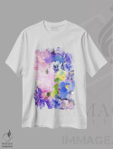 تیشرت سفید طرح دار شکوفه ها، هنر دیجیتال اثر فایو بای فایو کالکتیو | immage.ir