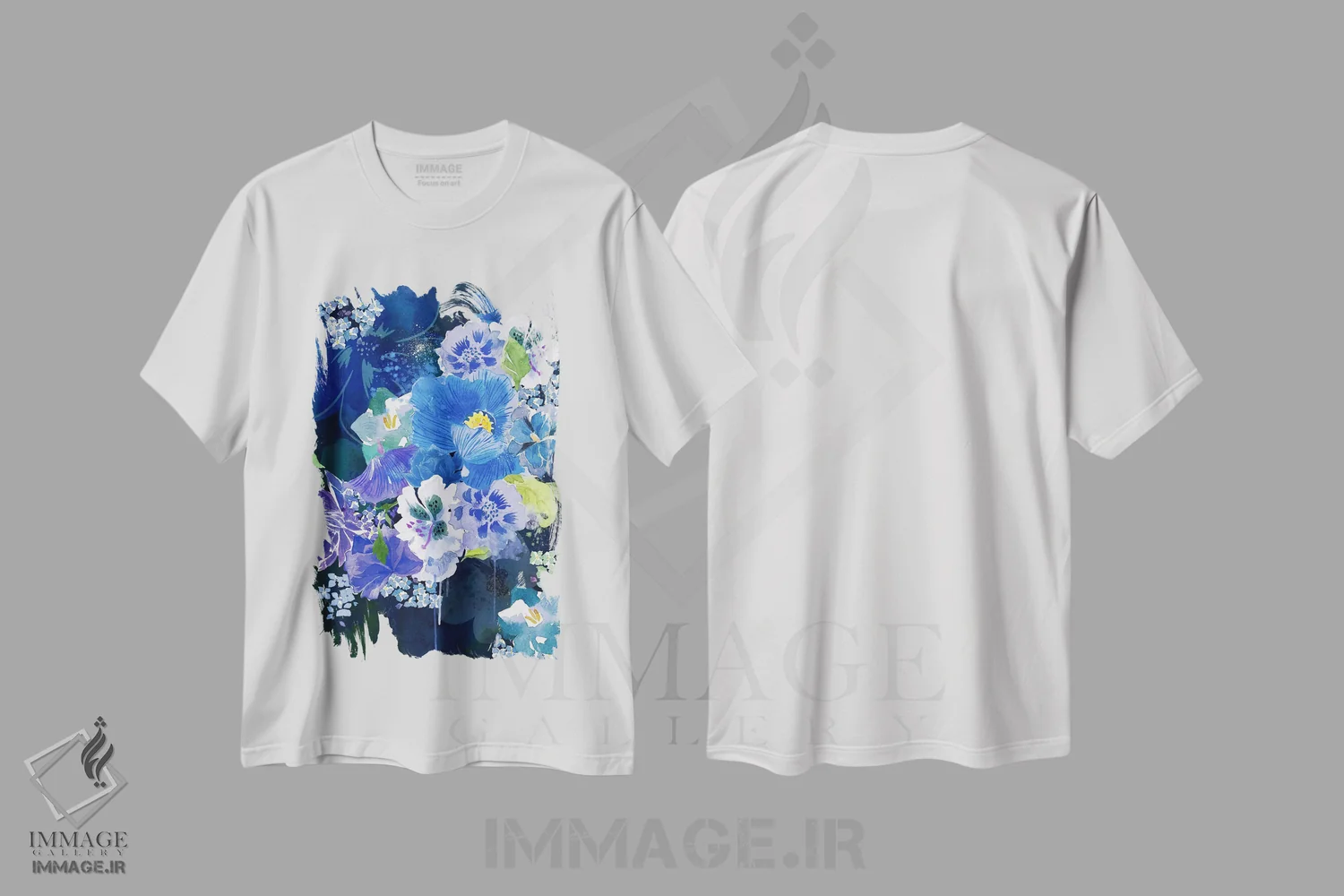 تیشرت سفید طرح دار گل های نیمه شب، هنر دیجیتال اثر فایو بای فایو کالکتیو | فروشگاه ایماژ