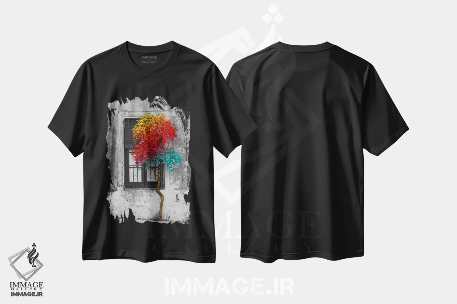 تیشرت مشکی طرح دار آثار پانورامیک ایمجز - immage.ir