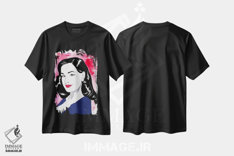 تیشرت مشکی طرح دار دیته با آبرنگ و رنگ تقویتی ۲، هنر دیجیتال اثر فایو بای فایو کالکتیو | فروشگاه ایماژ