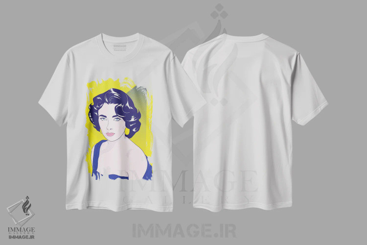 تیشرت سفید طرح دار الیزابت با رنگ تقویتی، هنر فاخر معاصر اثر فایو بای فایو کالکتیو | فروشگاه ایماژ