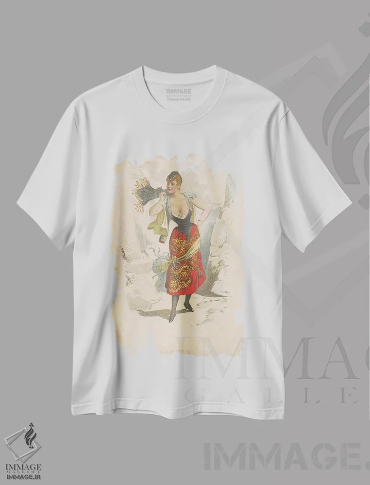 تیشرت سفید طرح دار در باد، وینتیج و رترو اثر هنرمند ناشناس | فروشگاه ایماژ