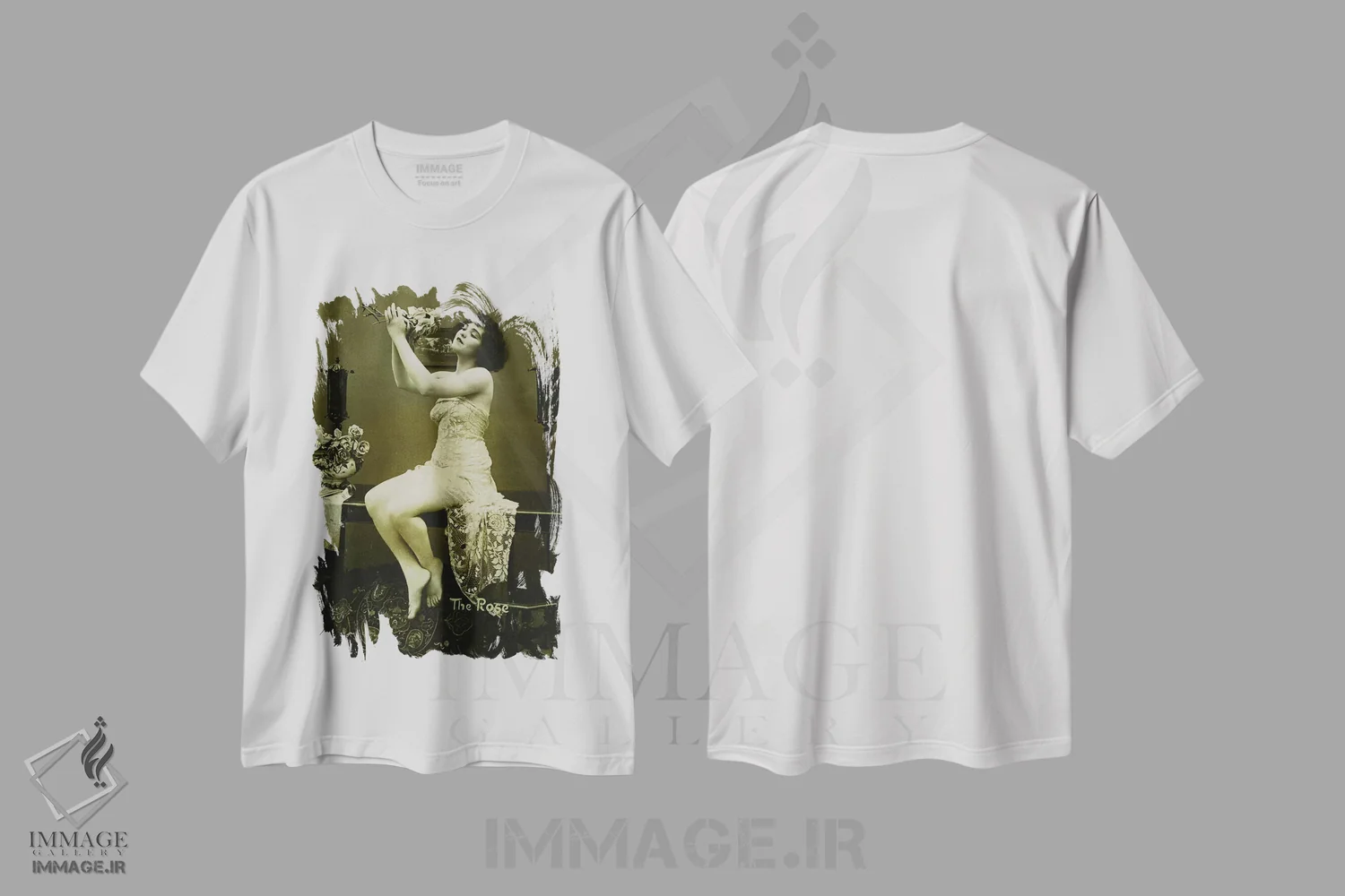 تیشرت سفید طرح دار رز، مدیوم اثر هنرمند ناشناس | فروشگاه ایماژ
