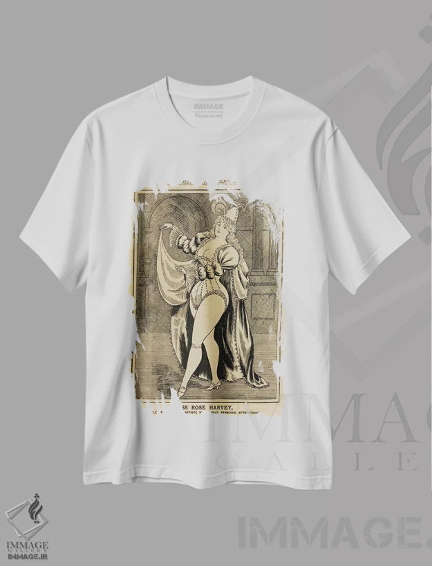 تیشرت سفید طرح دار رز هاروی، وینتیج و رترو اثر هنرمند ناشناس | فروشگاه ایماژ