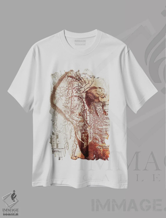 تیشرت سفید طرح دار آناتومی دوره ویکتوریا، هنر دیجیتال اثر فایو بای فایو کالکتیو | فروشگاه ایماژ