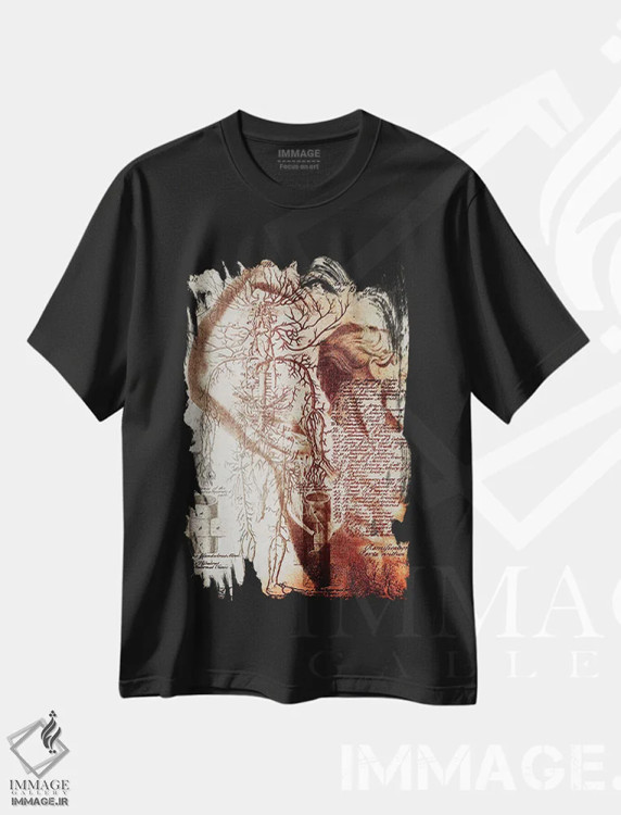 تیشرت مشکی طرح دار آناتومی دوره ویکتوریا، هنر دیجیتال اثر فایو بای فایو کالکتیو | immage.ir